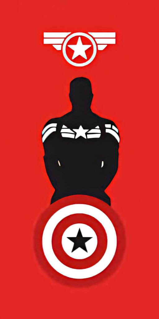 Minimalist Captain America wallpaper with red background white star and shield silhouette design