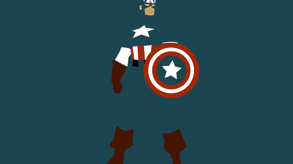 Minimalist Captain America Vector Art Wallpaper with Bold Shield Design