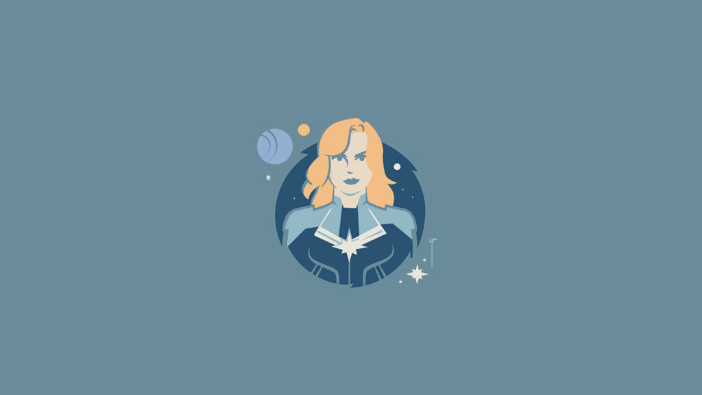 Minimalist Captain Marvel Wallpaper: Iconic Suit & Cosmic Background