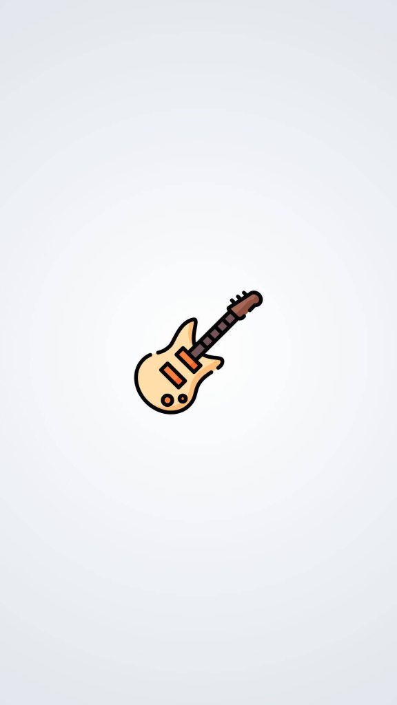 Minimalist cartoon electric guitar cream body bold outlines vector on light gradient background Wallpaper