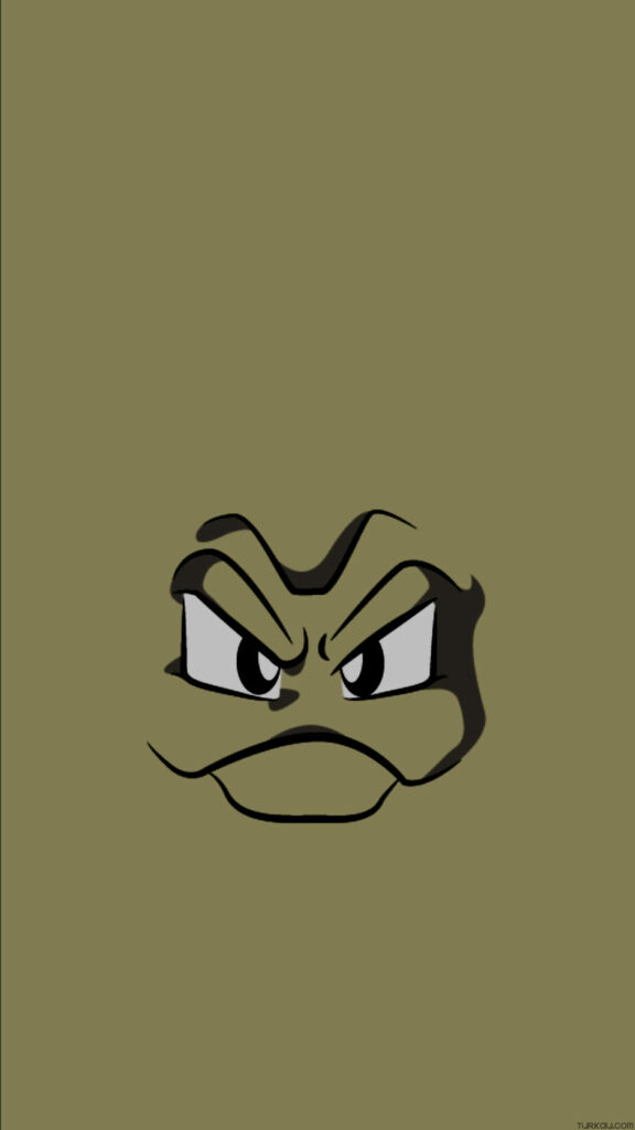 Minimalist Cartoon Face Wallpaper: Strength on Brownish Background