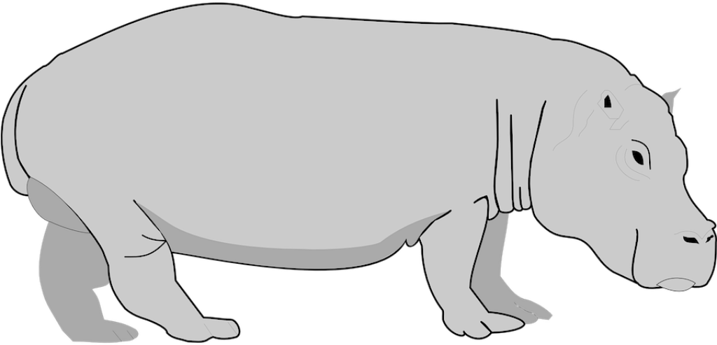 Minimalist Cartoon Hippo Wallpaper - Simple Gray Design