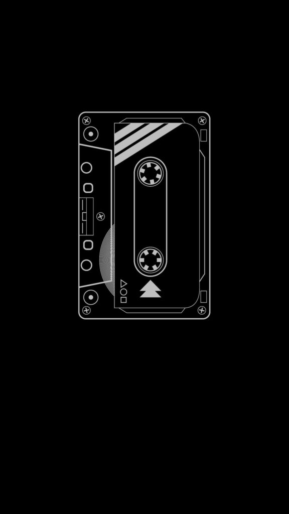 Minimalist Cassette Tape Wallpaper on Black Background