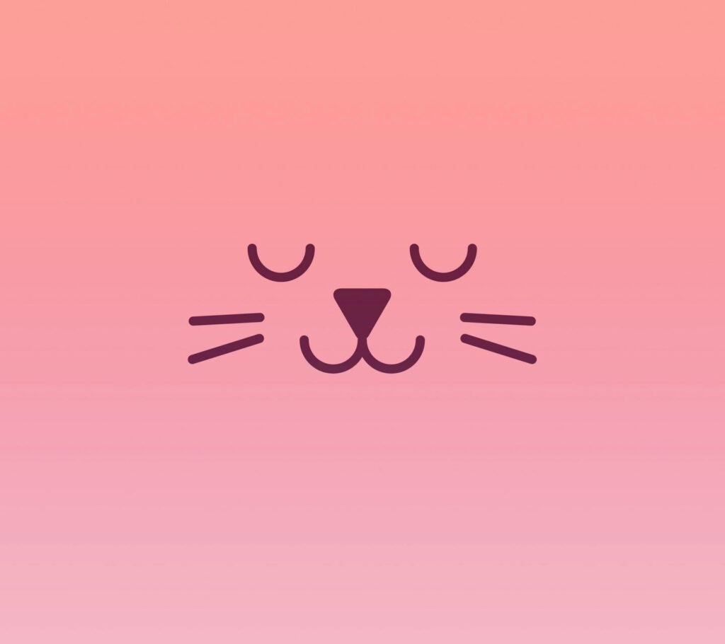 Minimalist Cat Face Wallpaper on Serene Pink Gradient Background