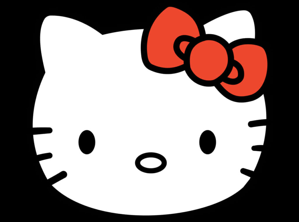 Minimalist Cat Wallpaper: White Face & Red Bow on Black Background