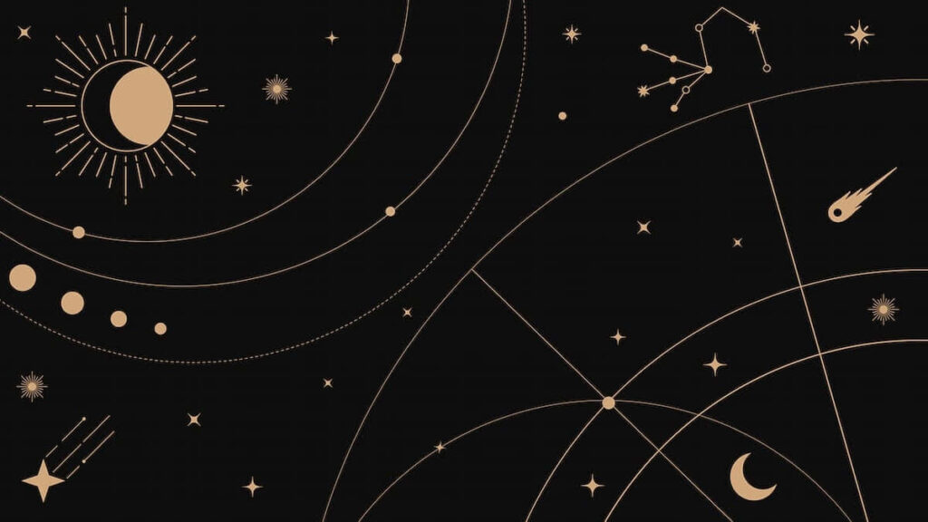 Minimalist Celestial Wallpaper: Boho Stars & Moon on Dark Background