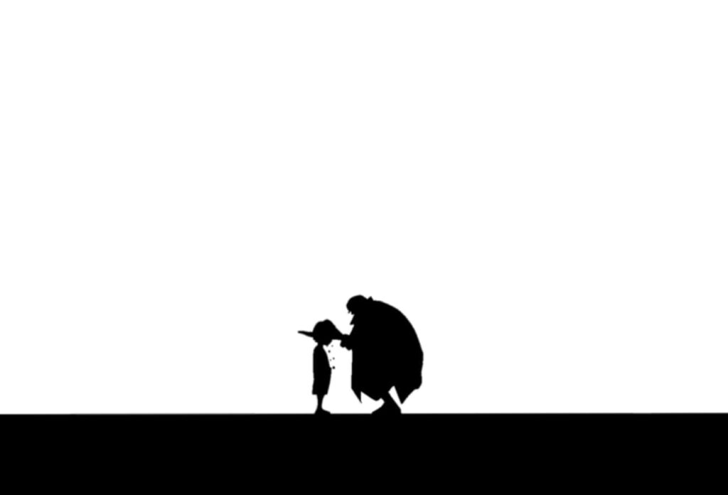 Minimalist Wallpaper: Silhouette of Connection on White Background