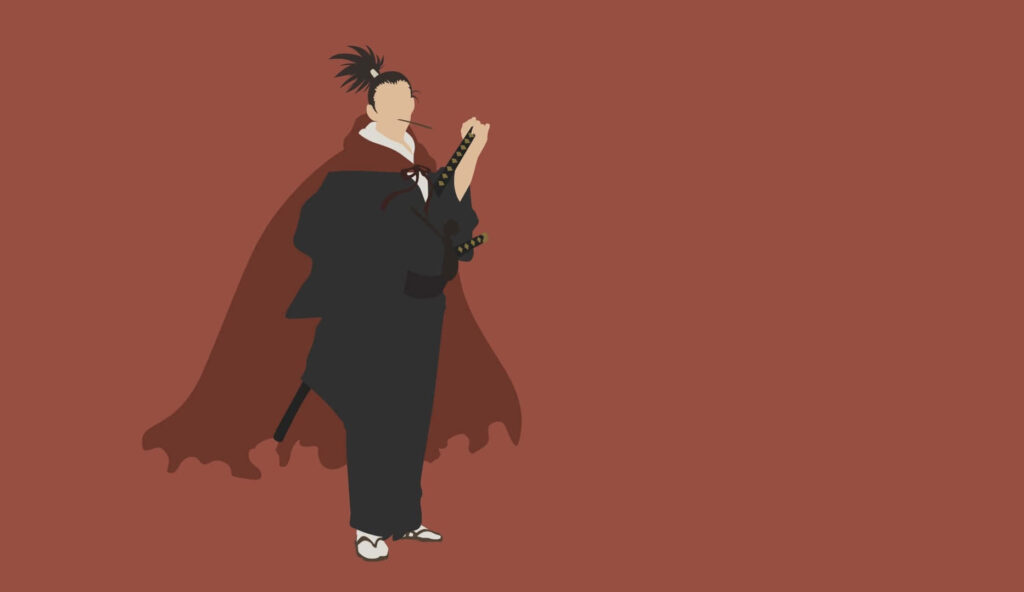 Minimalist Character Wallpaper: Dynamic Pose & Solid Brown Background