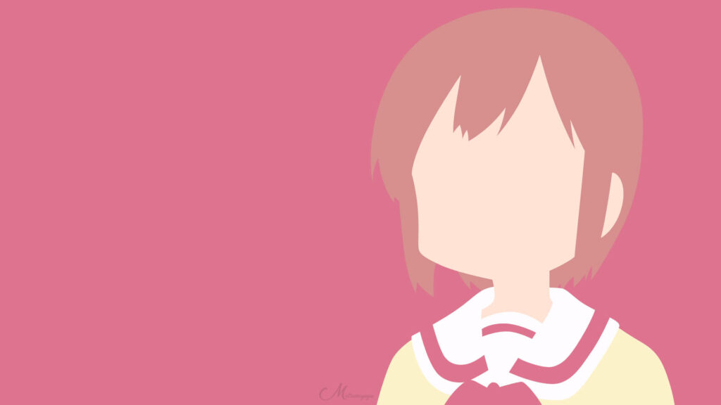 Minimalist Character Wallpaper: Reddish-Brown Hair & Pink Background