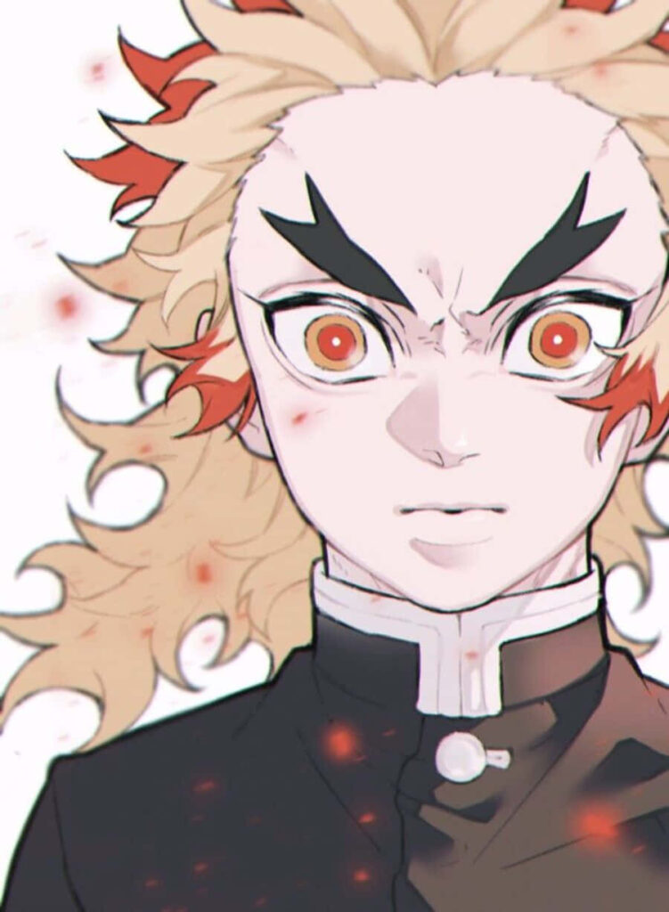 Minimalist Spiky Blonde Character Wallpaper with Intense Orange Eyes