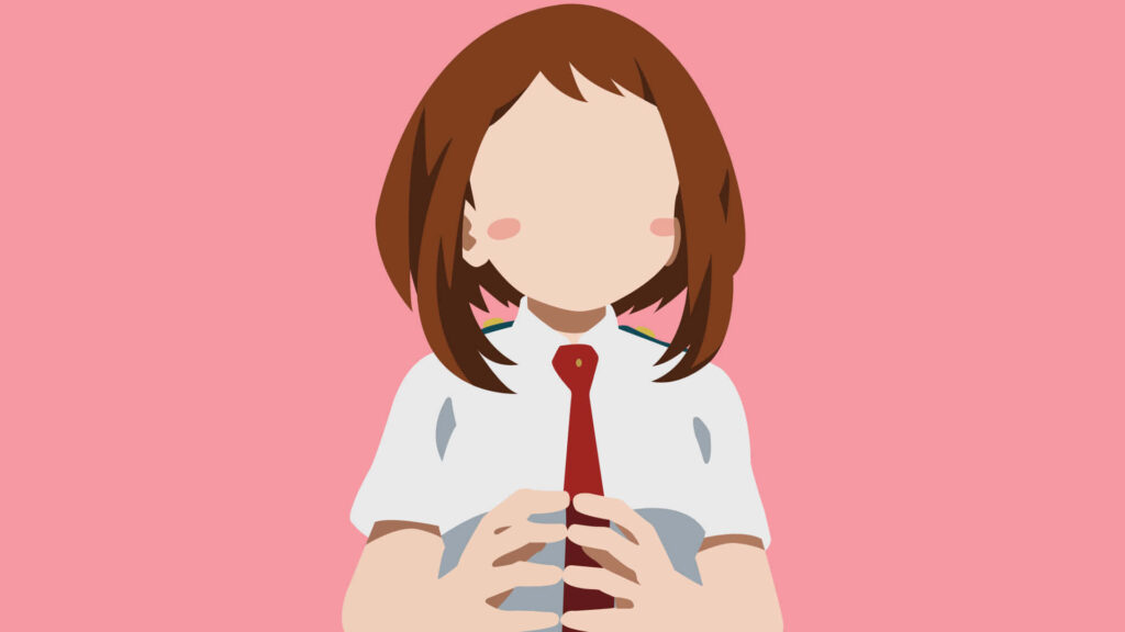 Minimalist Character Illustration on Soft Pink Wallpaper Design
