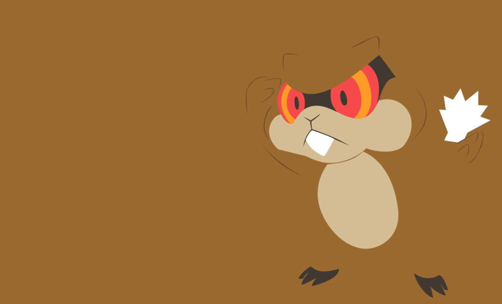 Minimalist Character Wallpaper: Bold Red Eyes & Modern Brown Design
