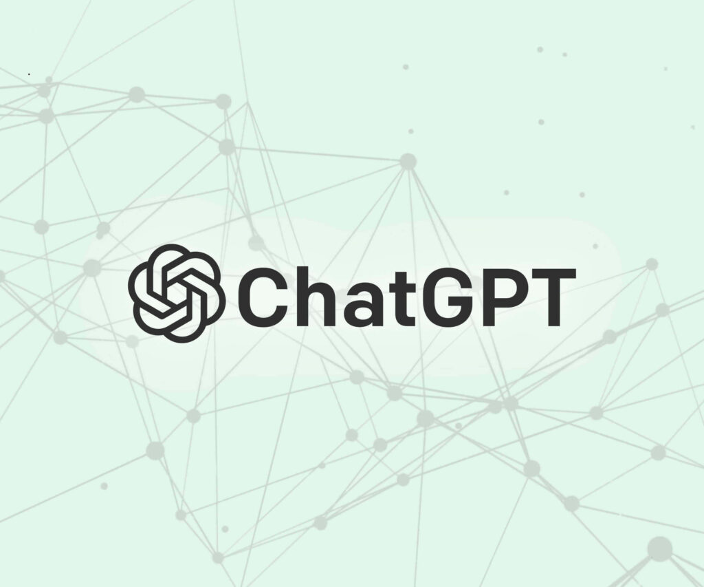 Minimalist ChatGPT wallpaper with mint green background and abstract AI network line patterns
