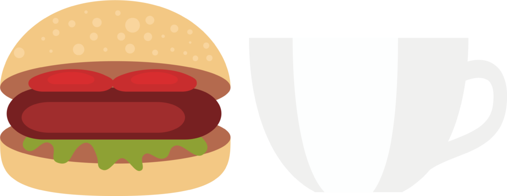 Minimal Cheeseburger & Coffee Cup Illustration for Food Wallpaper Design