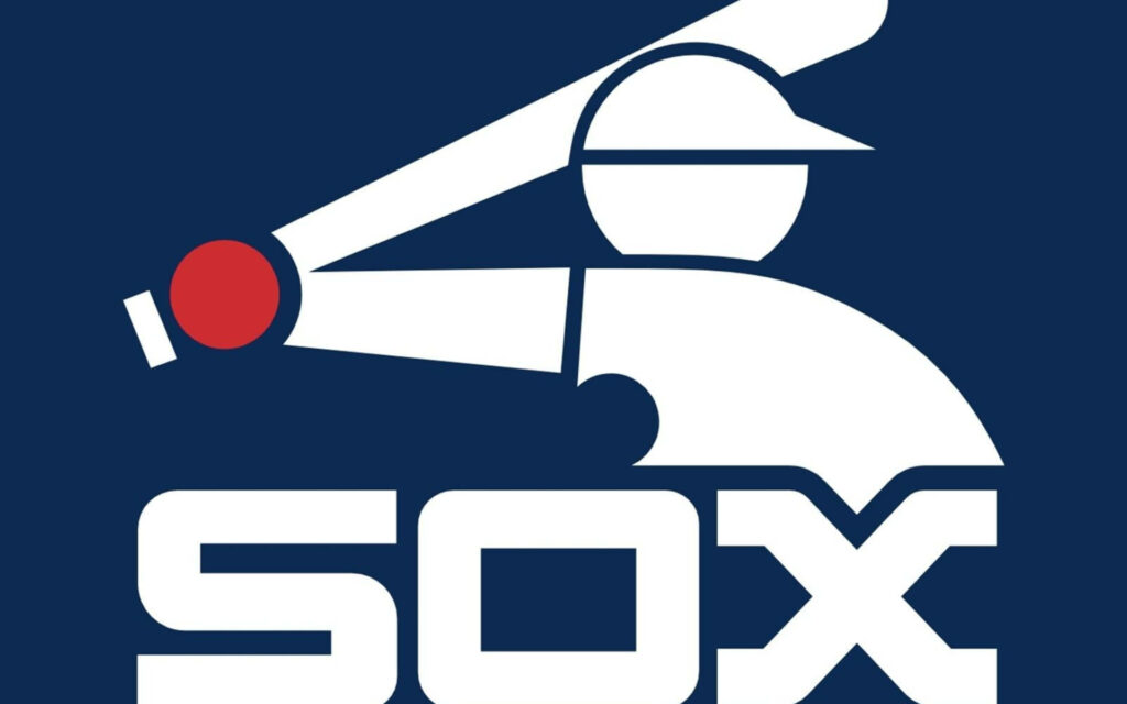 Chicago White Sox wallpaper minimalist blue background white batter silhouette red baseball SOX logo