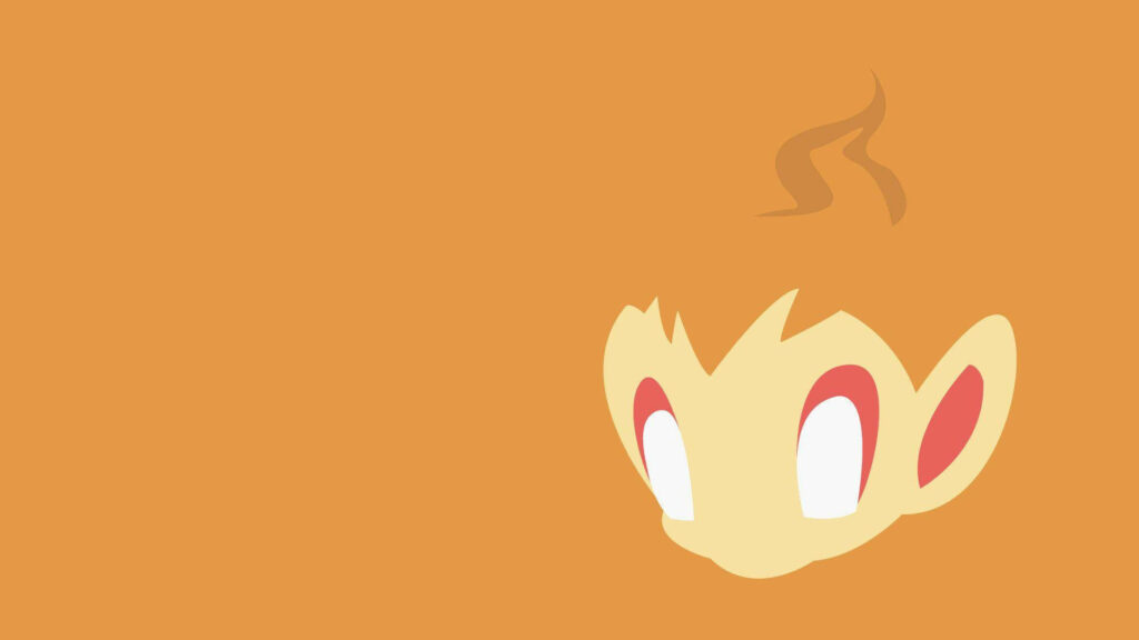 Minimalist Chimchar Wallpaper: Simple Design on Orange Background