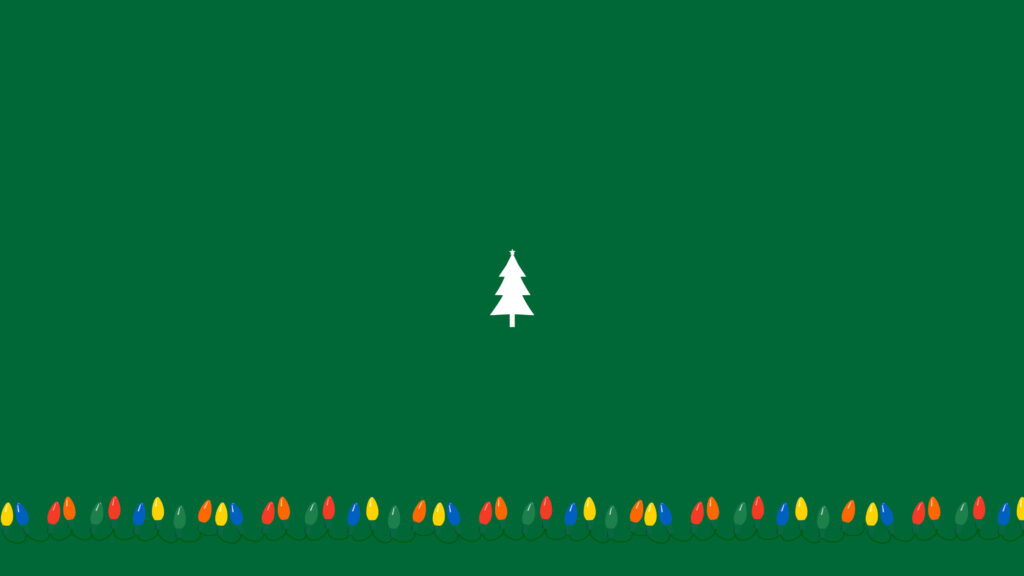 Minimalist Christmas Wallpaper: Green Background & Festive Lights