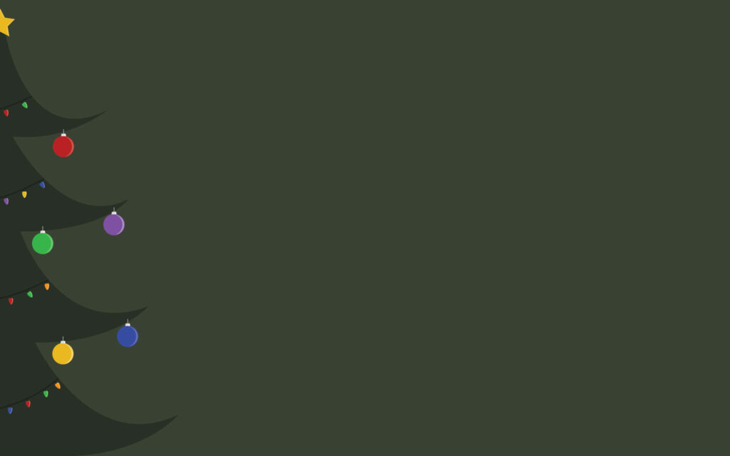 Minimalist Dark Green Christmas Wallpaper with Stylized Tree & Lights