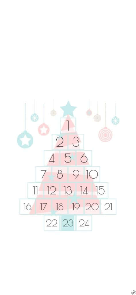 Minimalist Christmas Tree Calendar Wallpaper in Soft Pastels