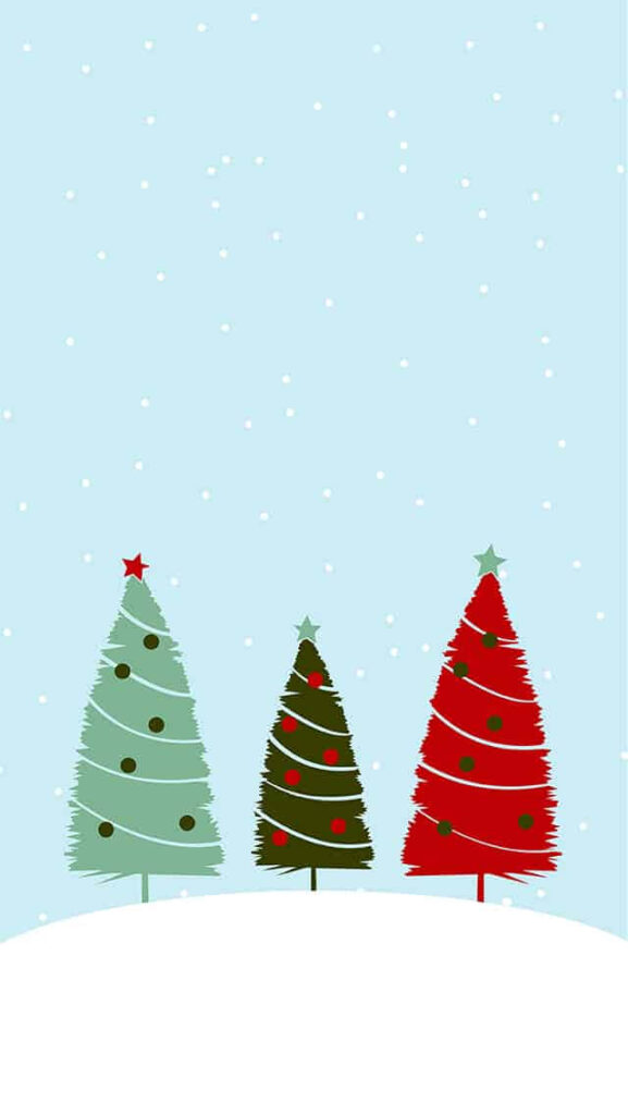 Minimalist Christmas Tree Wallpaper: Serene Blue Snowfall Background