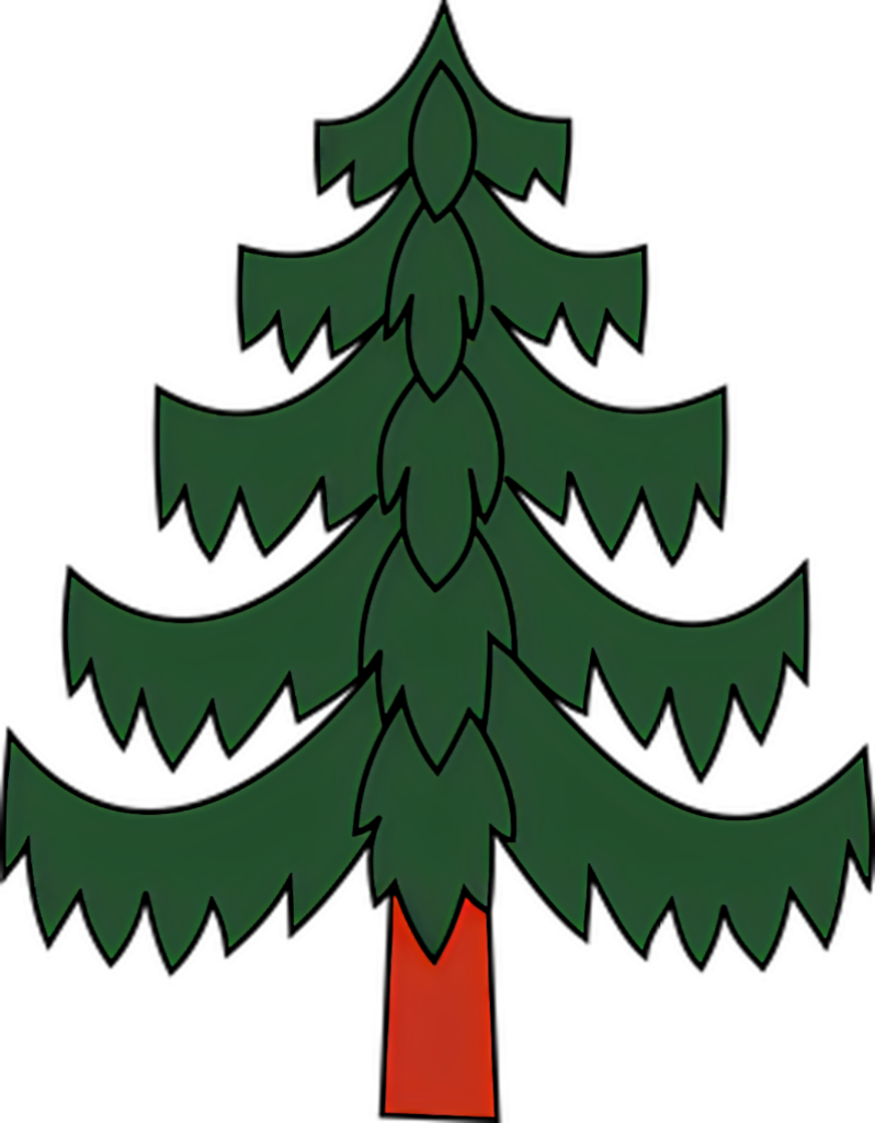 Minimalist Christmas Tree Wallpaper: Stylish Green & Red Design