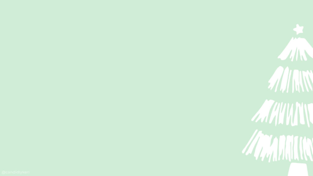 Minimalist Christmas Tree Wallpaper: Simple White Sketch on Green