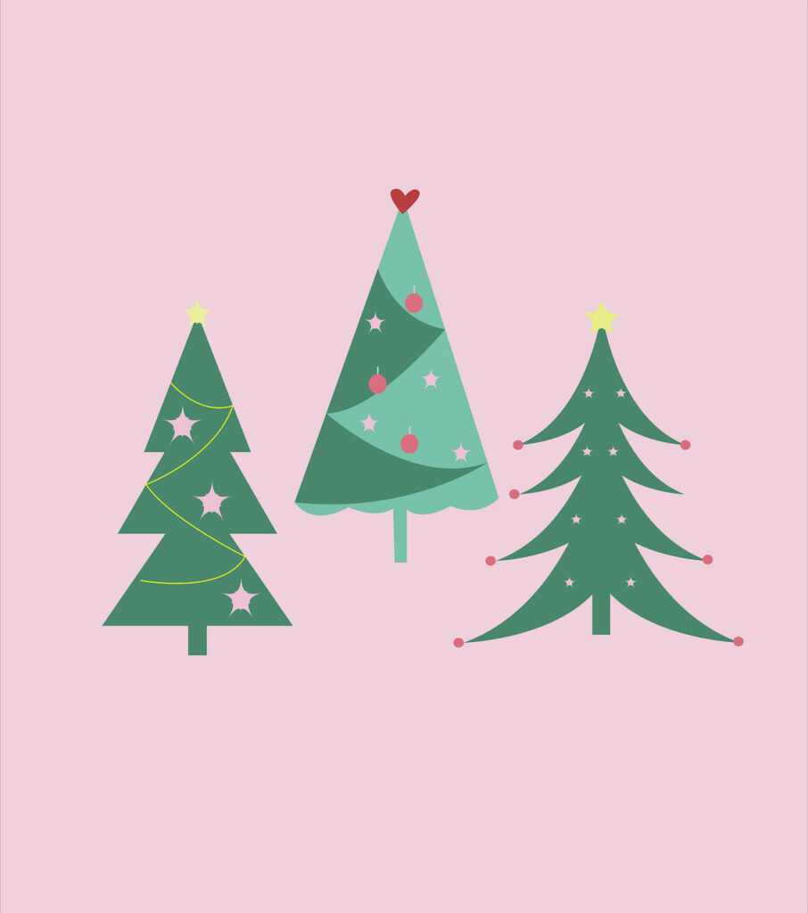 Minimalist Christmas Tree Wallpaper on Soft Pink Background