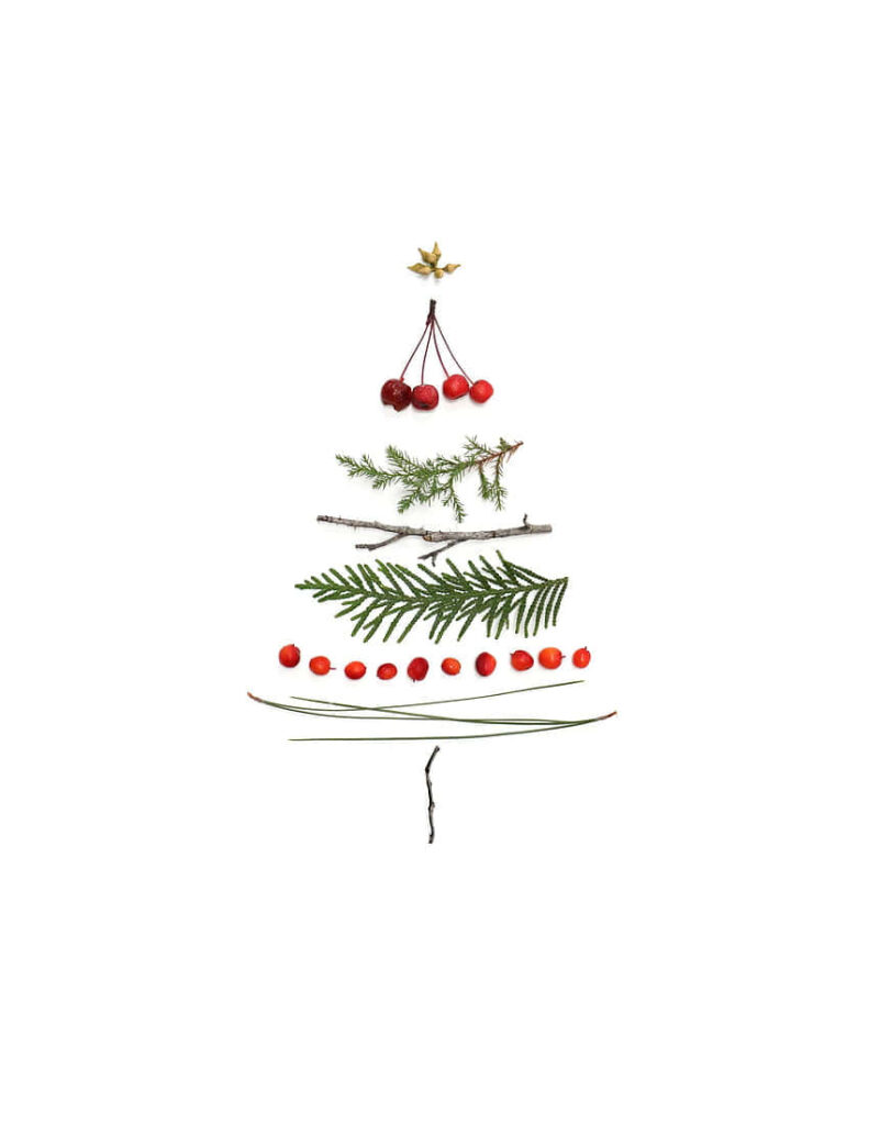 Minimalist Christmas Tree Wallpaper with Natural Elements