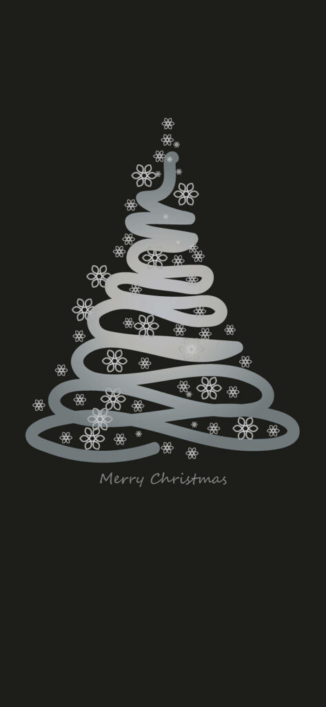 Elegant Minimalist Christmas Tree Wallpaper with Snowflakes