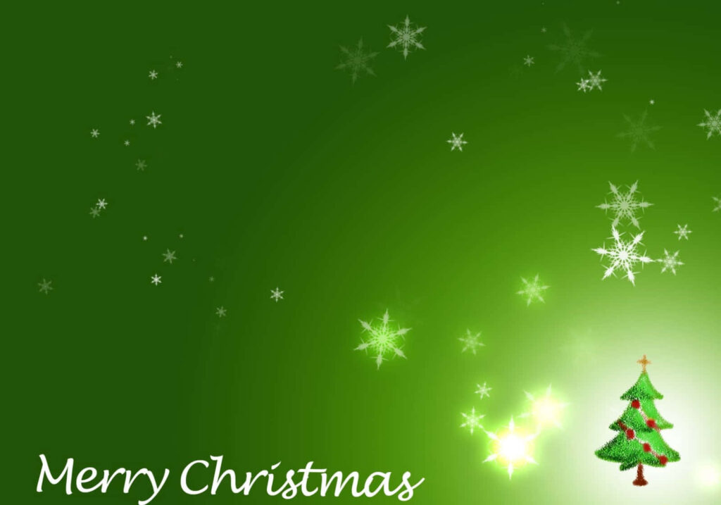 Minimalistic Christmas Tree Wallpaper with Twinkling Stars & Merry Christmas