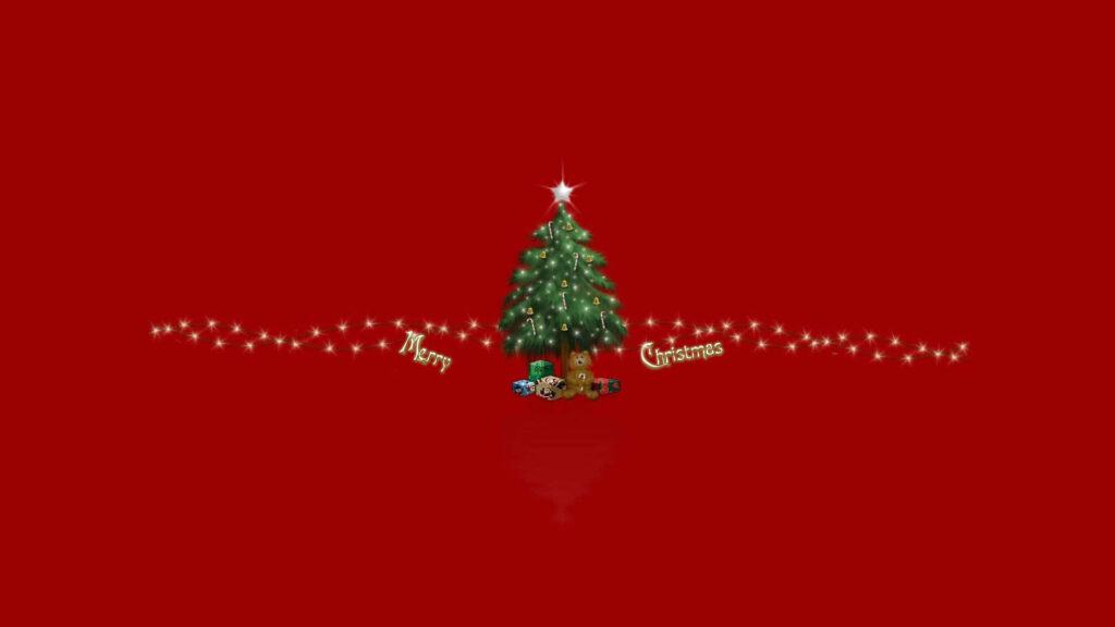 Minimalist Christmas Wallpaper: Festive Tree & Merry Christmas Design