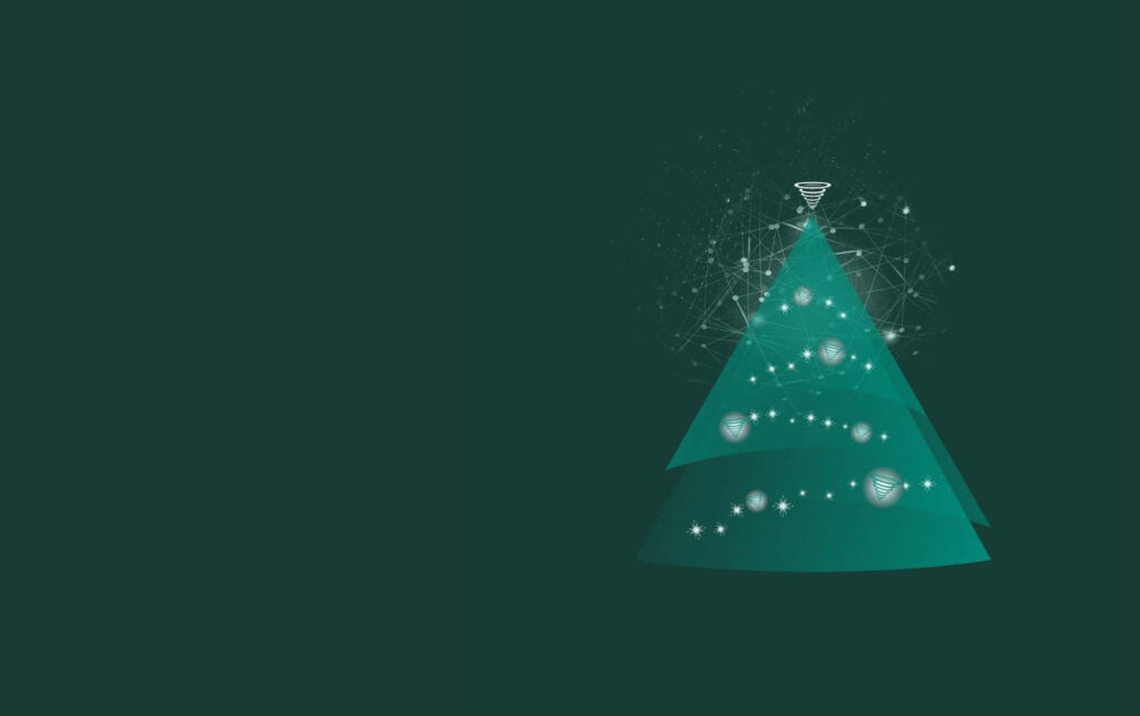 Minimalist Christmas Wallpaper with Geometric Tree on Green Background