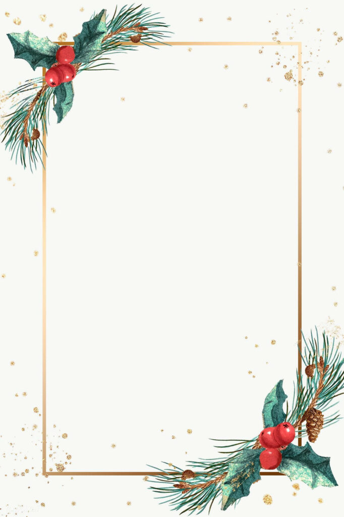 Festive Minimalist Christmas Phone Wallpaper with Gold Frame