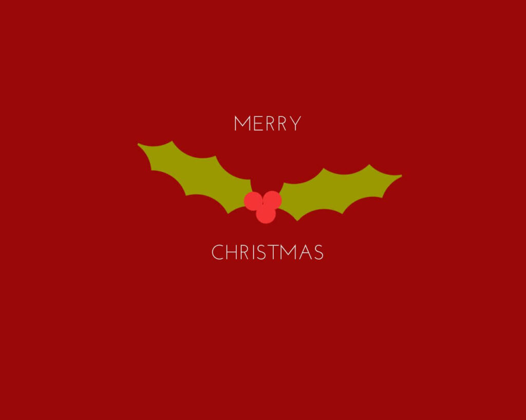 Minimalist Red & Green Christmas Wallpaper with Merry Christmas Text
