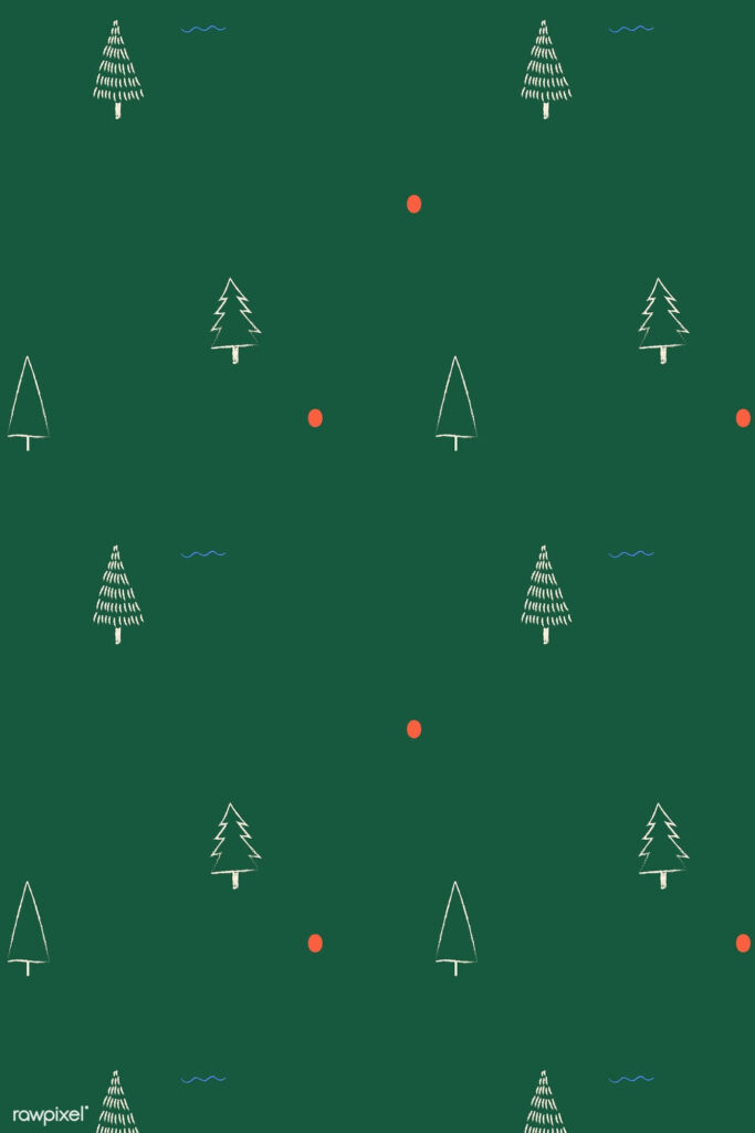 Minimalist Christmas Wallpaper: Seamless Tree & Dot Pattern for iPhone