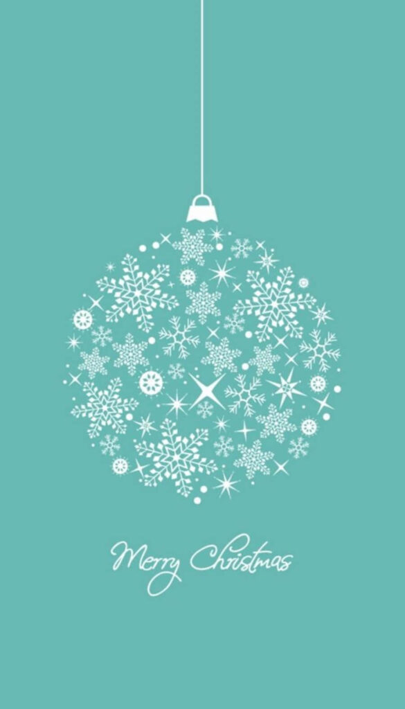 Minimalist Christmas Wallpaper: Snowflake Ball on Turquoise Background