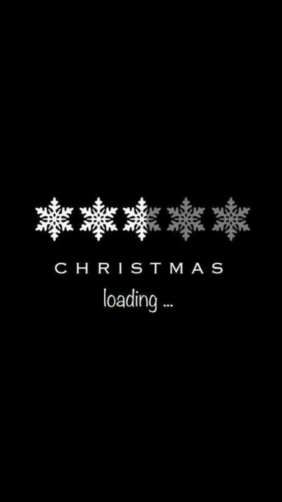 Minimalist Christmas Wallpaper: Five Snowflakes & 'Christmas Loading...'