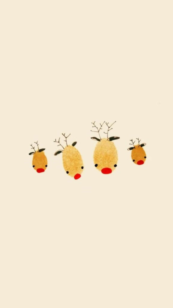 Charming Minimalist Christmas Wallpaper with Reindeers - Festive Background
