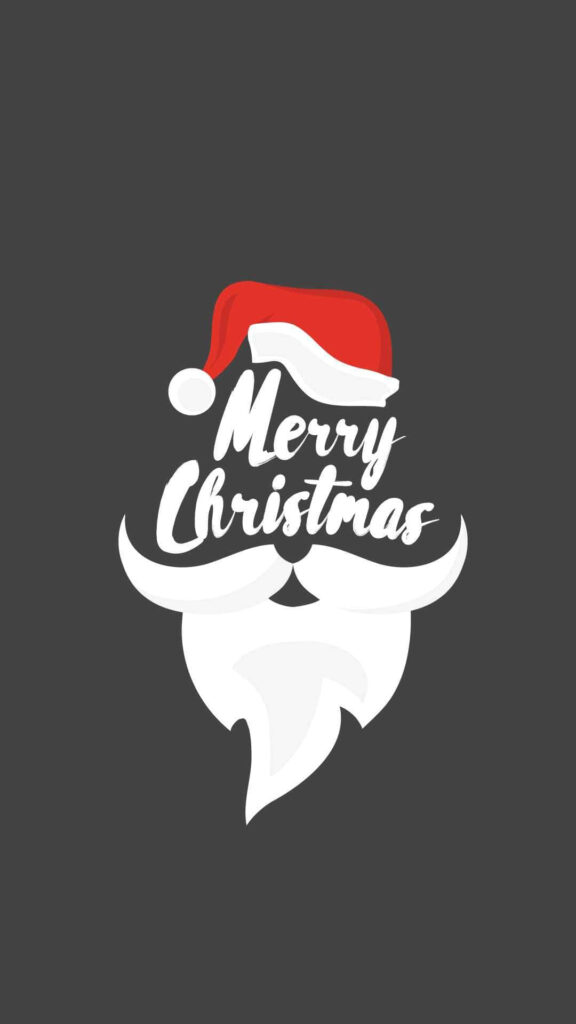 Minimalist Christmas iPhone Wallpaper with Santa Hat & Merry Message