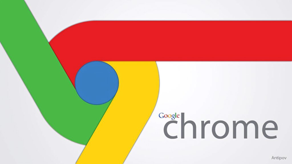 Minimalist Chrome logo wallpaper with bold red yellow green blue on clean light gray background