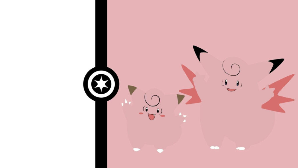 Minimalist Clefairy & Clefable Wallpaper - Cute Pink Background Art