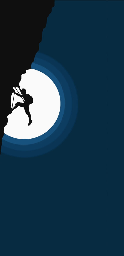 Minimalist Climber Wallpaper: Adventure on Deep Blue Background