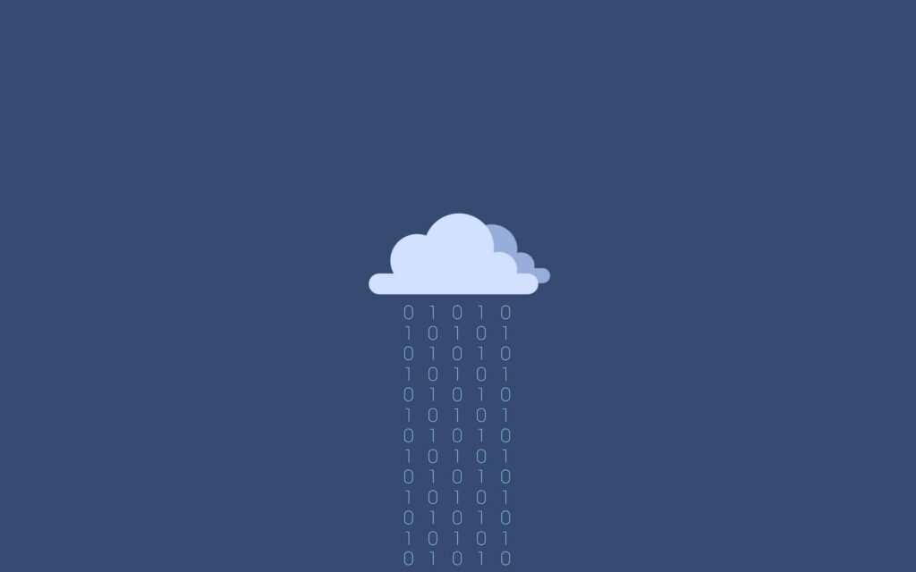 Minimalist Blue Wallpaper with Cloud & Binary Code Design
