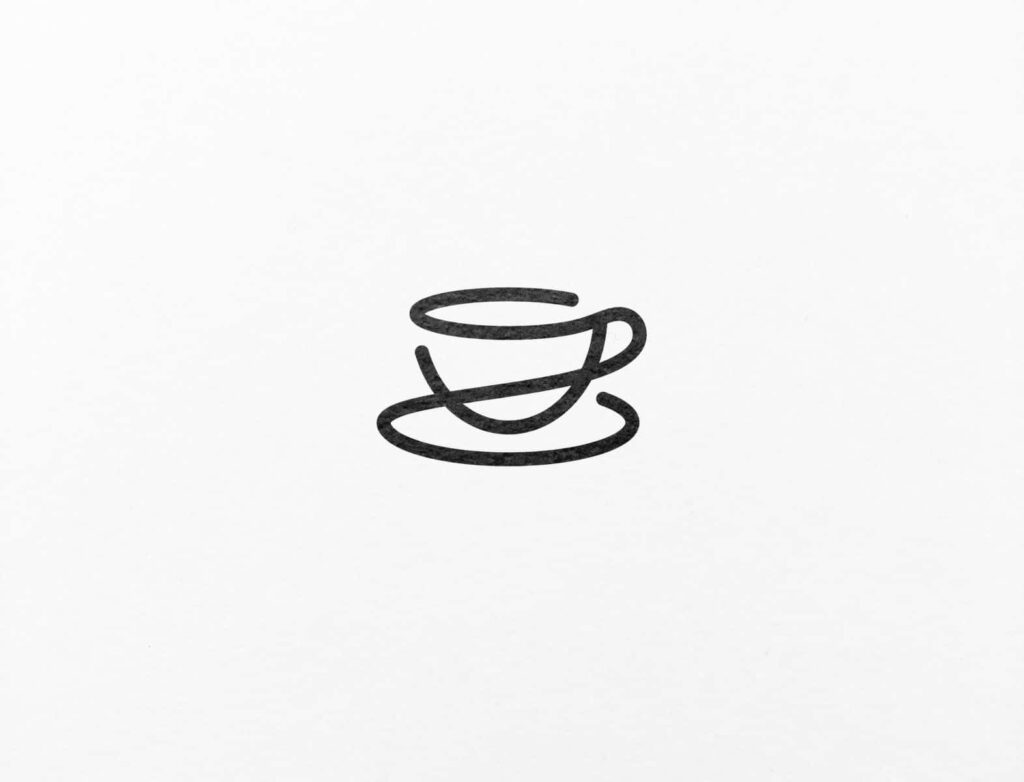 Minimalist Coffee Cup Logo Wallpaper on a White Background