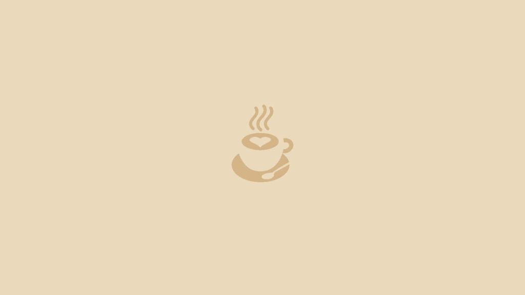 Minimalist Coffee Cup Wallpaper with Heart-Shaped Foam on Beige