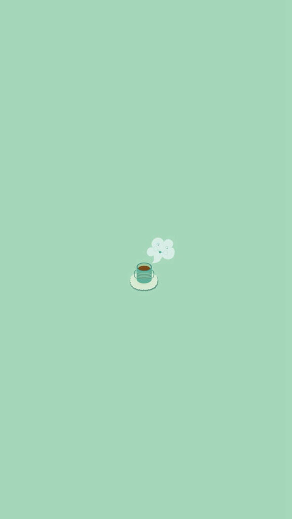 Minimalist Coffee Cup Wallpaper on Soothing Pastel Green Background