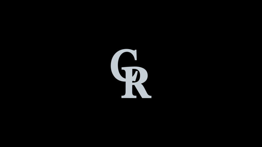 Minimalist Colorado Rockies logo white on black background modern simple wallpaper design