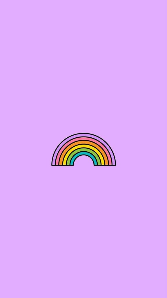Minimalist colorful rainbow icon on pastel purple background digital wallpaper for mobile display
