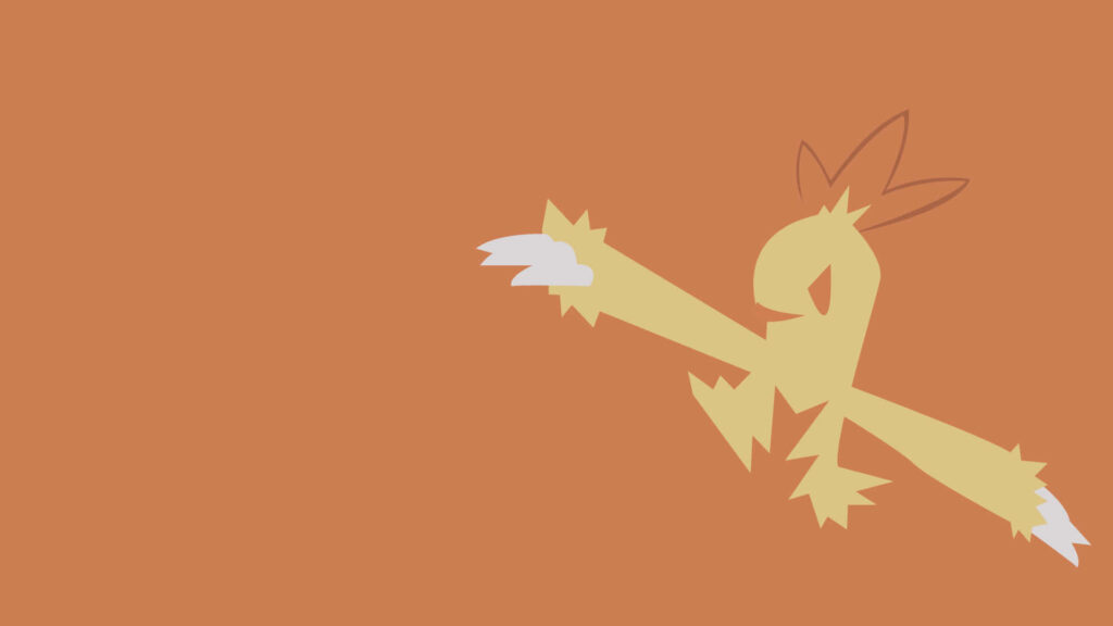Minimalist Combusken Wallpaper on Solid Orange Background