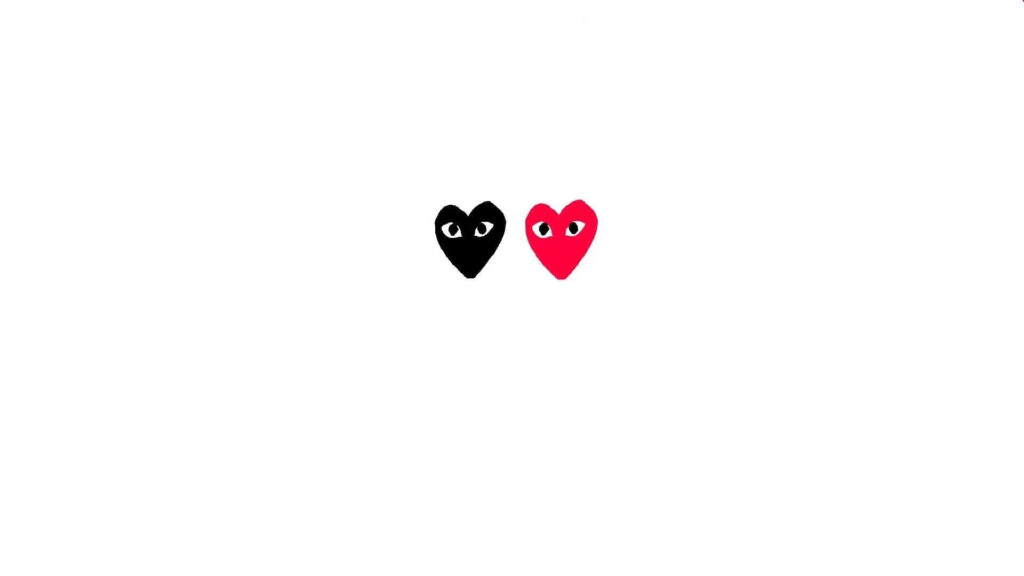 Minimalist Comme Des Garçons Heart Logo Wallpaper on White Background